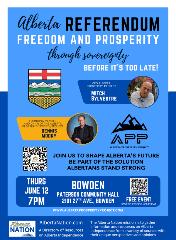 Event | Bowden | Alberta Prosperity Project | Let's Talk - Freedom & Prosperity Through Sovereignty | June 12