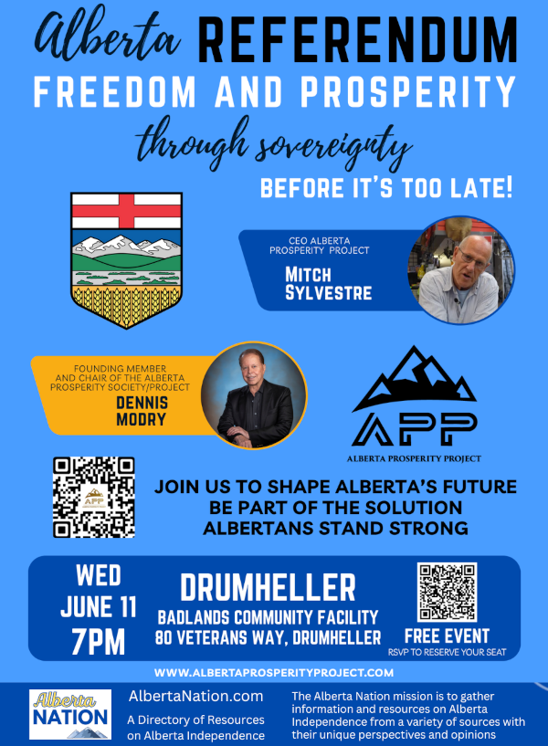 Event | Drumheller | Alberta Prosperity Project-Let's Talk Freedom Prosperity through Sovereignty | June 11 