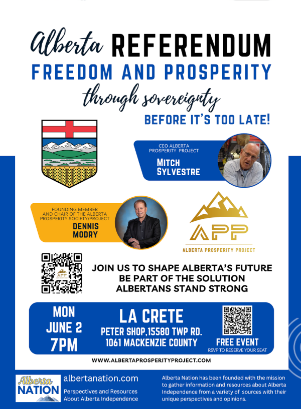 Event | La Crete | Alberta Prosperity Project | Let's Talk - Freedom & Prosperity Through Sovereignty | June 2