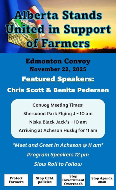Event Convoy | November 22 | Edmonton | Alberta Stands United in Support of Farmers 