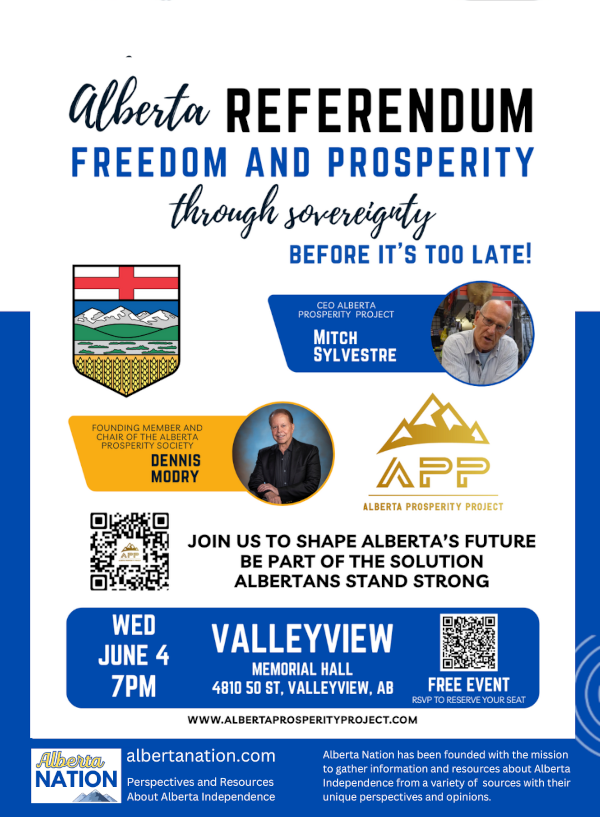 Event | Valleyview | Alberta Prosperity Project | Let's Talk Freedom Prosperity through Sovereignty | June 4