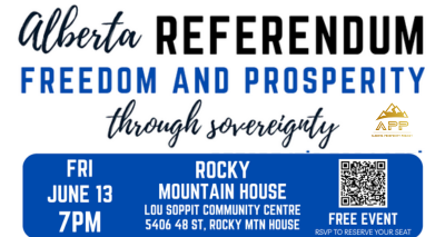 Event | Rocky Mountain House | Alberta Prosperity Project | Let's Talk Freedom Prosperity through Sovereignty | June 13