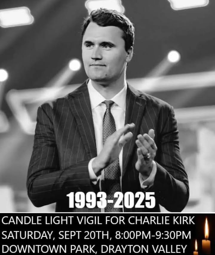 Vigil | September 20 | Drayton Valley | Candlelight Vigil for Charlie Kirk