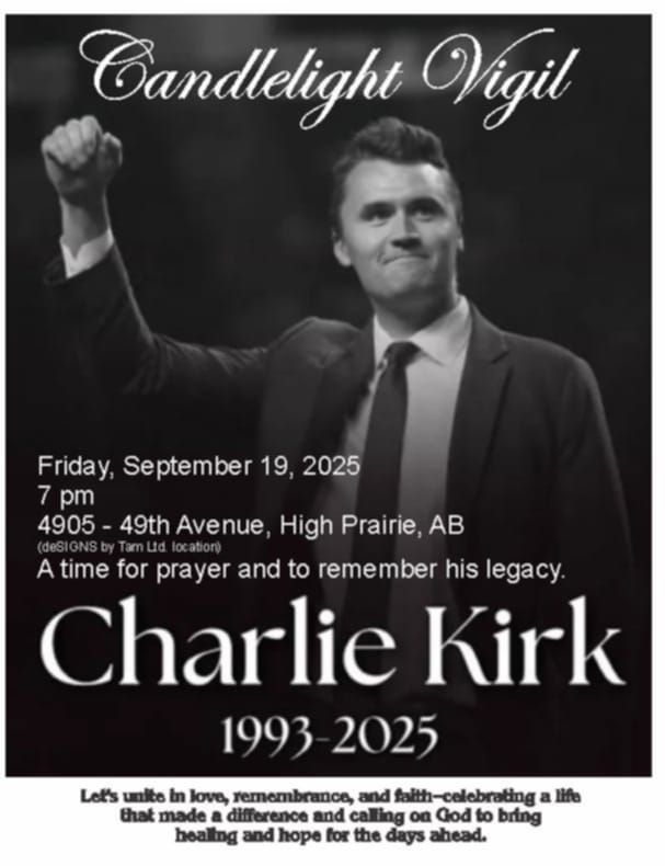 Vigil | September 19 | High Prairie | Candlelight Vigil for Charlie Kirk