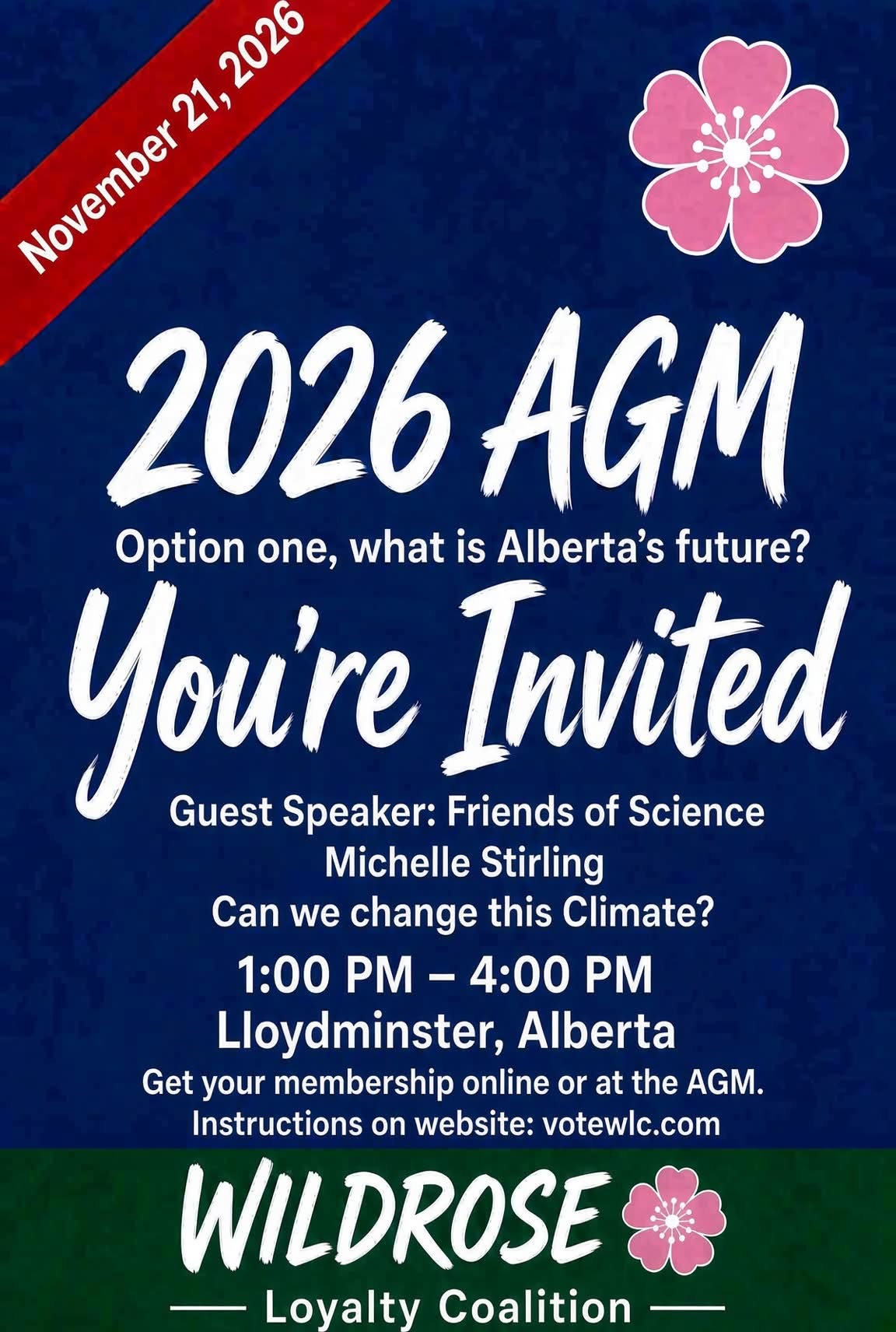 Event | November 21 | Lloydminster ! 2026 AGM ! Wildrose Loyalty Coalition | Option on, what is Alberta's Future