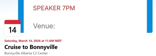 Slow Roll, Speaker & Signing | March 14 |  Bonnyville | Cruise To Alberta Independence