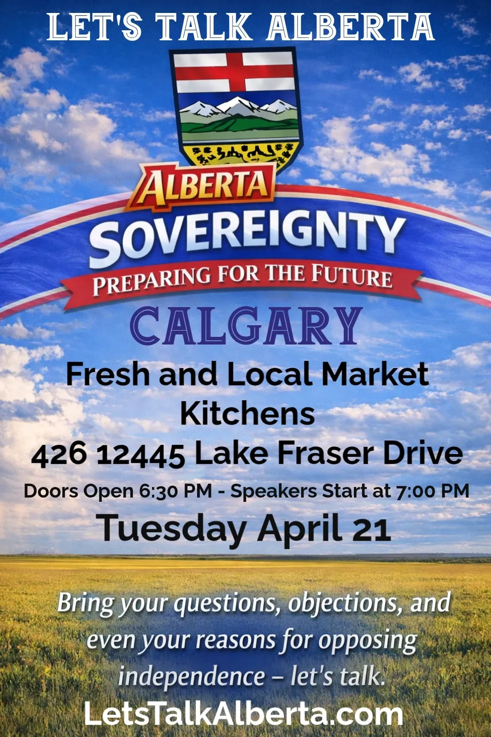 Townhall Event | Tuesday, April 21 | Calgary | Let's Talk Alberta Tour
