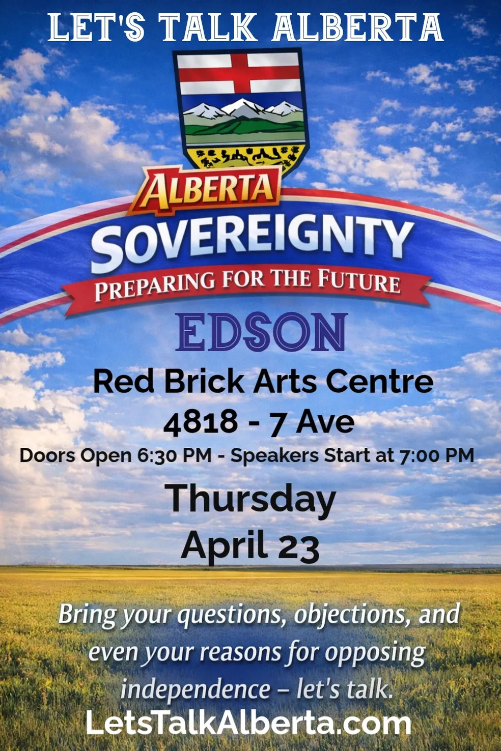 Townhall Event | Thursday, April 23 | Edson | Let's Talk Alberta Tour