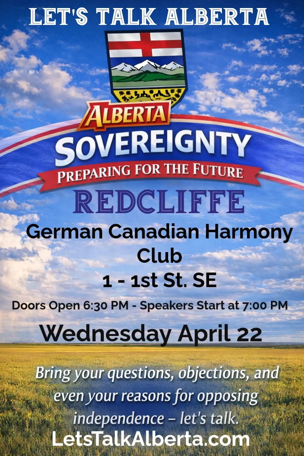 Townhall Event | Wednesday, April 22 | Redcliff | Let's Talk Alberta Tour