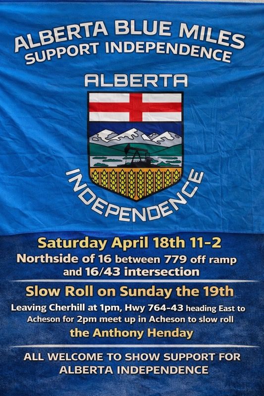 Rally on Saturday, April 18 & Slow Roll Rally on Sunday April 19  | Alberta Blue Miles Support Independence