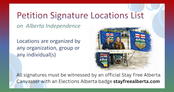Petition Signature Locations List | An Alberta Nation Directory compilation