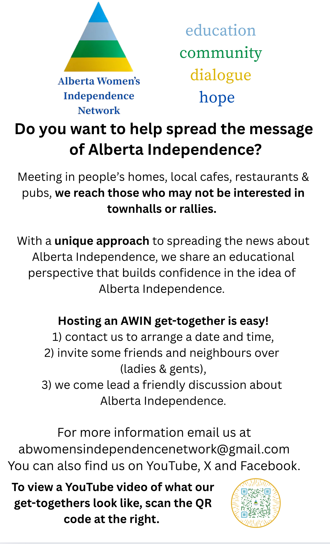AN Event Poster Alberta Womens Independence Network AWIN